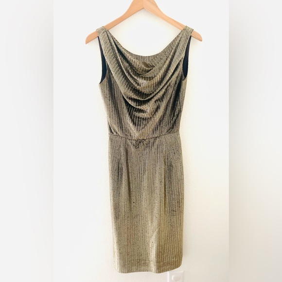 Vintage 1960's Jay Herbert Designer Metallic Gold Cocktail dress - Picture 1 of 6